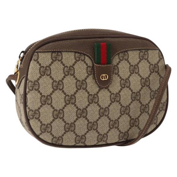 GUCCI GG Supreme Web Sherry Line Bag PVC Beige 007 58 6112 4023 Auth 148252