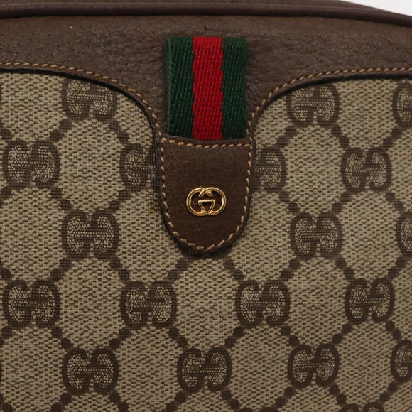 GUCCI GG Supreme Web Sherry Line Bag PVC Beige 007 58 6112 4023 Auth 148252