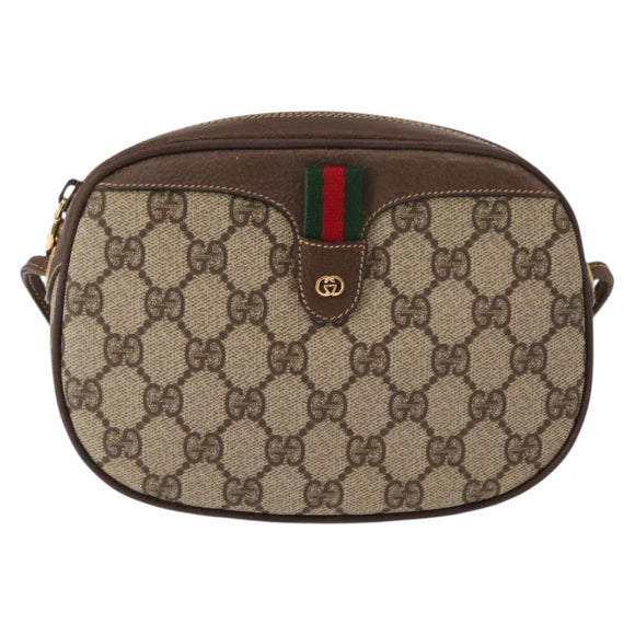 GUCCI GG Supreme Web Sherry Line Bag PVC Beige 007 58 6112 4023 Auth 148252