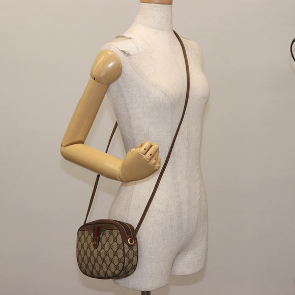 GUCCI GG Supreme Web Sherry Line Bag PVC Beige 007 58 6112 4023 Auth 148252