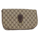 GUCCI GG Supreme Clutch Bag PVC Beige Gold Auth 148253-1