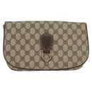 GUCCI GG Supreme Clutch Bag PVC Beige Gold Auth 148253-13