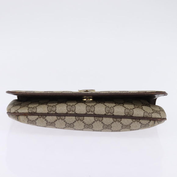 GUCCI GG Supreme Clutch Bag PVC Beige Gold Auth 148253