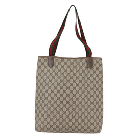 GUCCI GG Supreme Web Sherry Line Tote Bag PVC Beige Red 39 02 003 Auth 148254 - 0