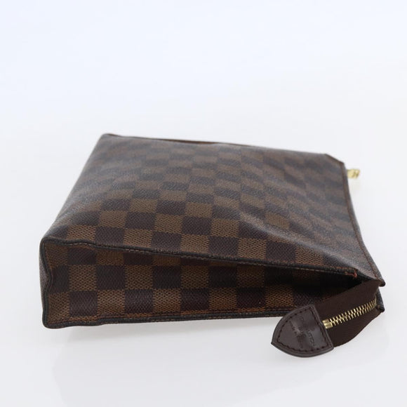 LOUIS VUITTON Damier Ebene Poche Toilette 26 Pouch N47543 LV Auth 148255
