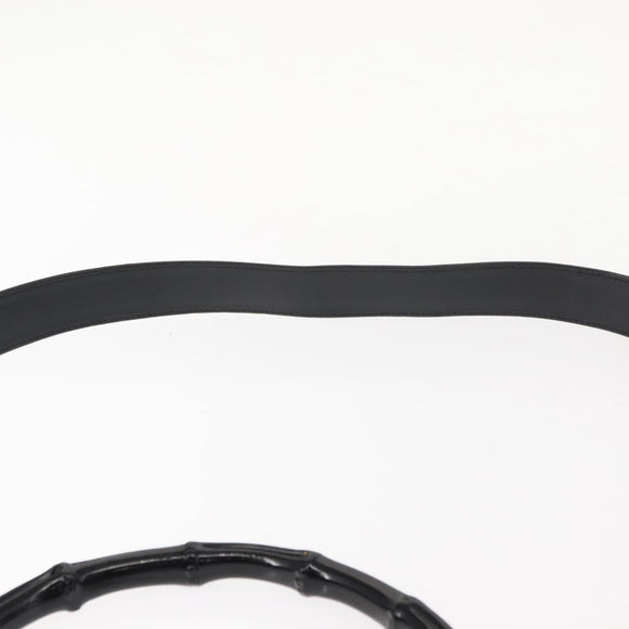 GUCCI Bamboo Shoulder Bag Nylon 2way Black Silver 001 1638 1705 Auth 148258