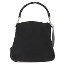GUCCI Bamboo Shoulder Bag Nylon 2way Black Silver 001 1638 1705 Auth 148258-13