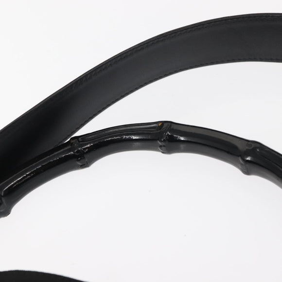 GUCCI Bamboo Shoulder Bag Nylon 2way Black Silver 001 1638 1705 Auth 148258