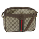 GUCCI GG Supreme Web Sherry Line Shoulder Bag PVC Beige Red Auth 148262-1