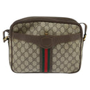 GUCCI GG Supreme Web Sherry Line Shoulder Bag PVC Beige Red Auth 148262-13