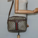 GUCCI GG Supreme Web Sherry Line Shoulder Bag PVC Beige Red Auth 148262-24