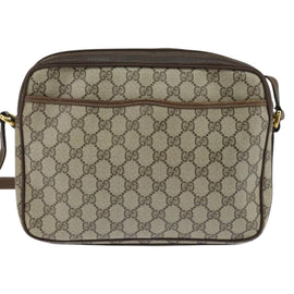 GUCCI GG Supreme Web Sherry Line Shoulder Bag PVC Beige Red Auth 148262 - 0