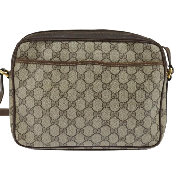 GUCCI GG Supreme Web Sherry Line Shoulder Bag PVC Beige Red Auth 148262