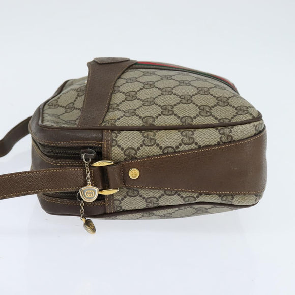 GUCCI GG Supreme Web Sherry Line Shoulder Bag PVC Beige Red Auth 148262