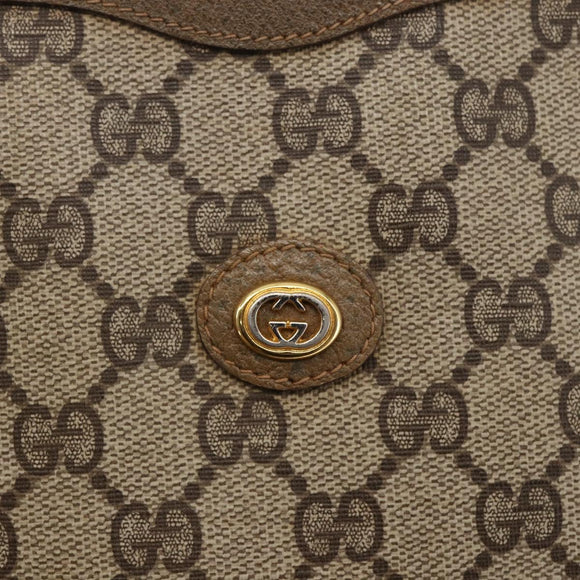 GUCCI GG Supreme Clutch Bag PVC Beige Gold 97 01 038 Auth 148263