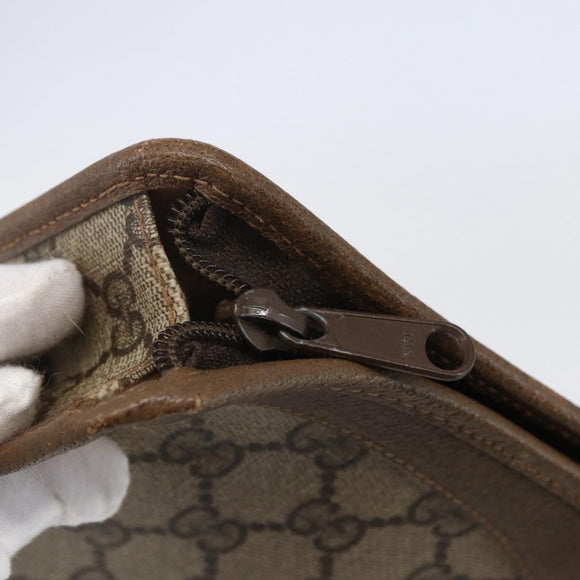 GUCCI GG Supreme Clutch Bag PVC Beige Gold 97 01 038 Auth 148263