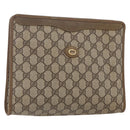 GUCCI GG Supreme Clutch Bag PVC Beige Gold 97 01 038 Auth 148263-1