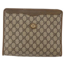 GUCCI GG Supreme Clutch Bag PVC Beige Gold 97 01 038 Auth 148263-13