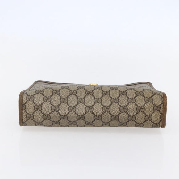 GUCCI GG Supreme Clutch Bag PVC Beige Gold 97 01 038 Auth 148263