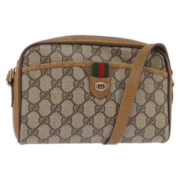 GUCCI GG Supreme Web Sherry Line Shoulder Bag PVC Beige 116 02 089 Auth 148264