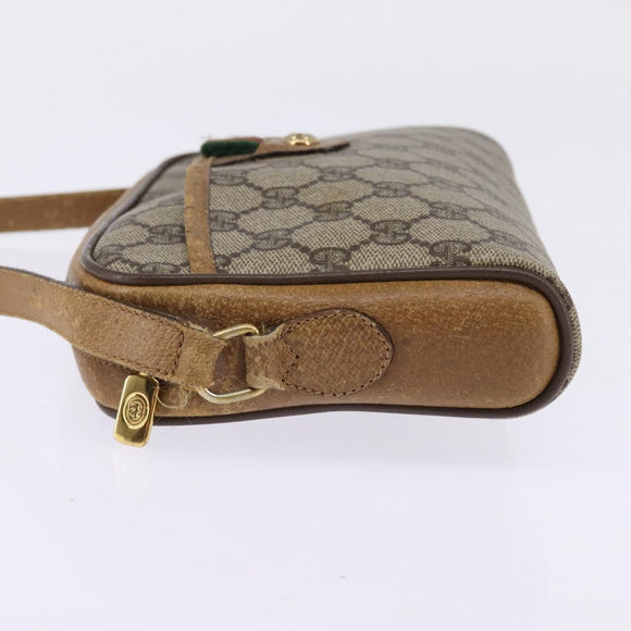 GUCCI GG Supreme Web Sherry Line Shoulder Bag PVC Beige 116 02 089 Auth 148264