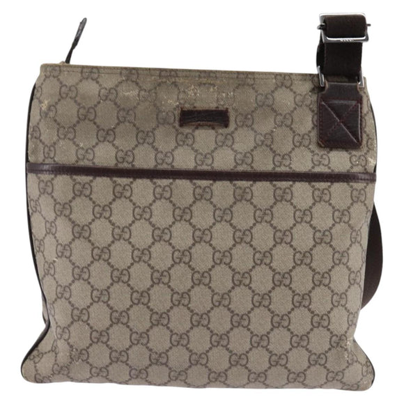 GUCCI GG Supreme Shoulder Bag PVC Beige 141626 Auth 148265