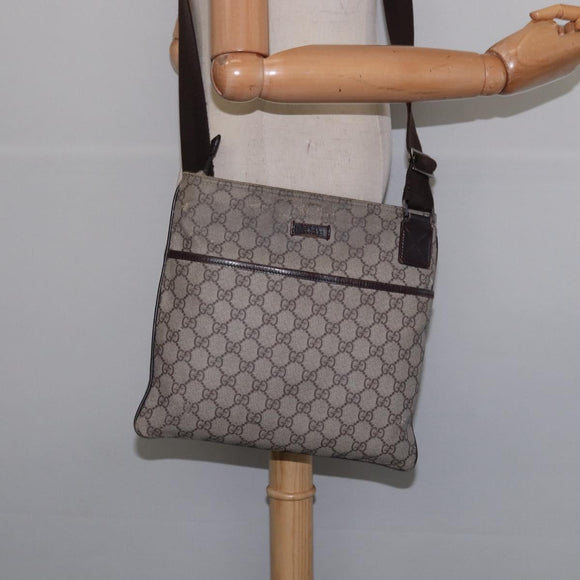 GUCCI GG Supreme Shoulder Bag PVC Beige 141626 Auth 148265