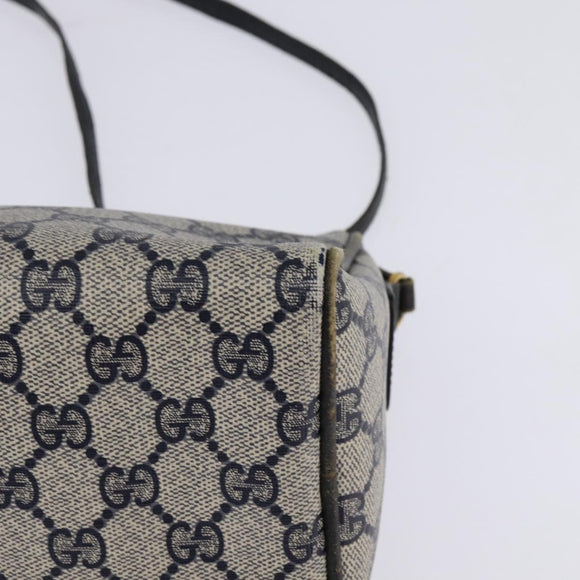 GUCCI GG Supreme Shoulder Bag PVC Navy Gold Auth 148266