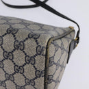 GUCCI GG Supreme Shoulder Bag PVC Navy Gold Auth 148266-9