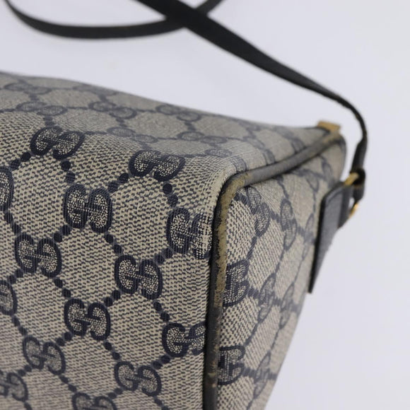 GUCCI GG Supreme Shoulder Bag PVC Navy Gold Auth 148266