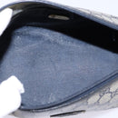 GUCCI GG Supreme Shoulder Bag PVC Navy Gold Auth 148266-11