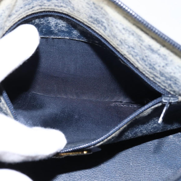 GUCCI GG Supreme Shoulder Bag PVC Navy Gold Auth 148266