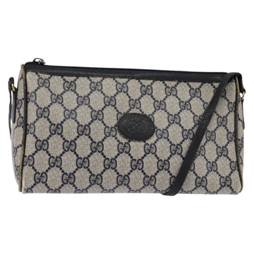 GUCCI GG Supreme Shoulder Bag PVC Navy Gold Auth 148266