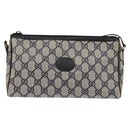 GUCCI GG Supreme Shoulder Bag PVC Navy Gold Auth 148266-13