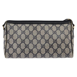 GUCCI GG Supreme Shoulder Bag PVC Navy Gold Auth 148266 - 0