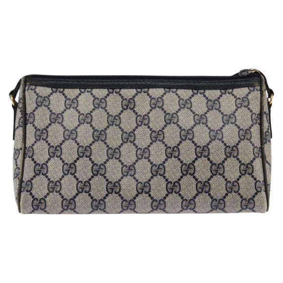 GUCCI GG Supreme Shoulder Bag PVC Navy Gold Auth 148266