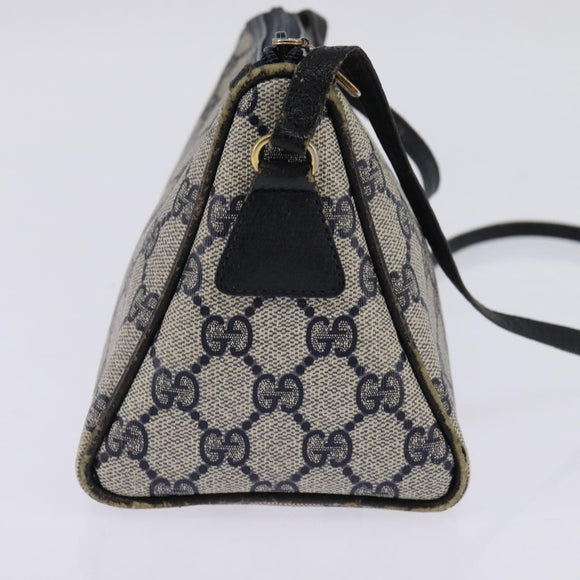 GUCCI GG Supreme Shoulder Bag PVC Navy Gold Auth 148266