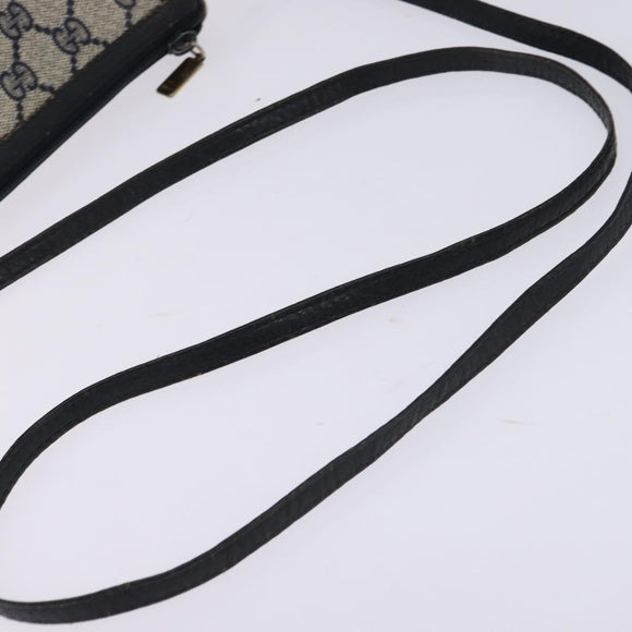 GUCCI GG Supreme Shoulder Bag PVC Navy Gold Auth 148266