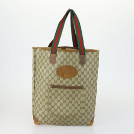 GUCCI GG Supreme Web Sherry Line Tote Bag 2 Set Beige Red Auth 148269 - 0