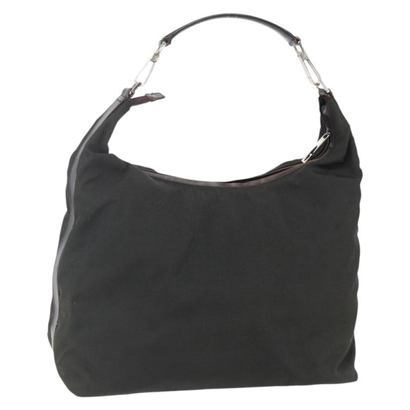 GUCCI Shoulder Bag Nylon Khaki Silver 001 1955 Auth 148272