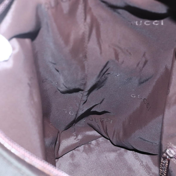 GUCCI Shoulder Bag Nylon Khaki Silver 001 1955 Auth 148272