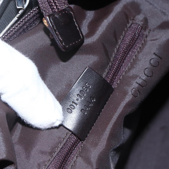 GUCCI Shoulder Bag Nylon Khaki Silver 001 1955 Auth 148272