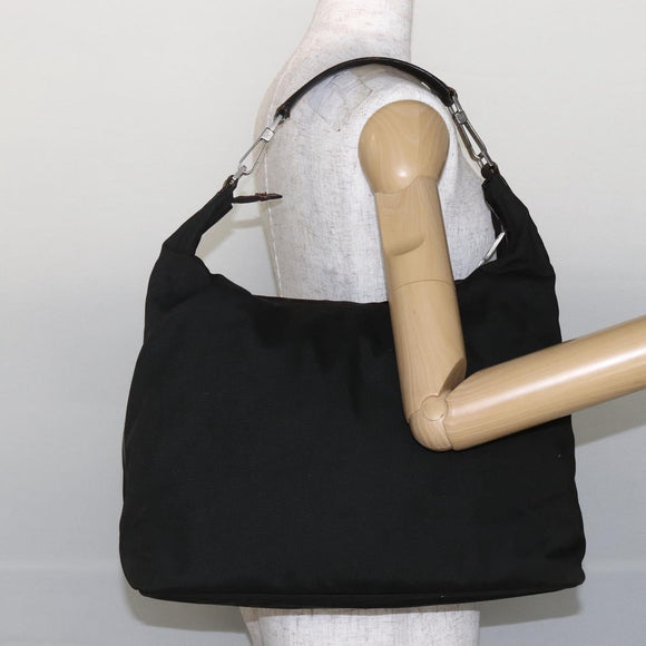 GUCCI Shoulder Bag Nylon Khaki Silver 001 1955 Auth 148272