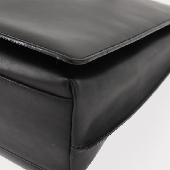 GUCCI Shoulder Bag Leather Black Silver Auth 148273