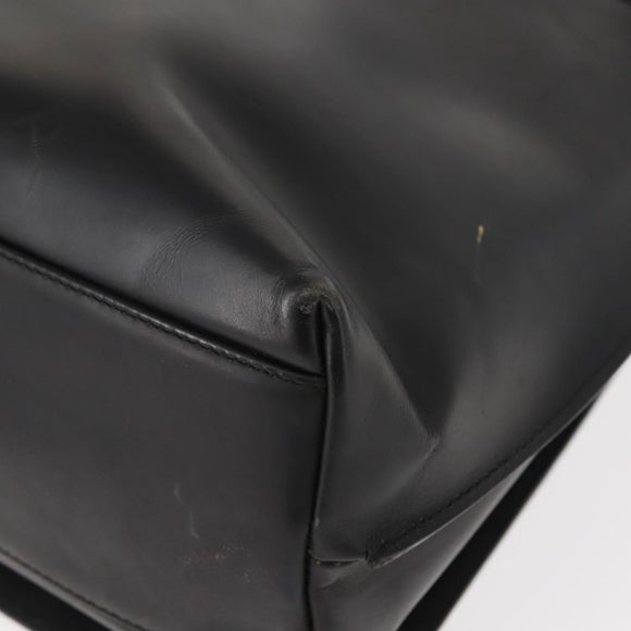 GUCCI Shoulder Bag Leather Black Silver Auth 148273