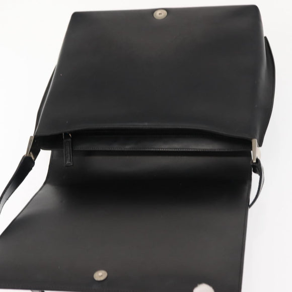 GUCCI Shoulder Bag Leather Black Silver Auth 148273