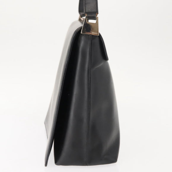 GUCCI Shoulder Bag Leather Black Silver Auth 148273