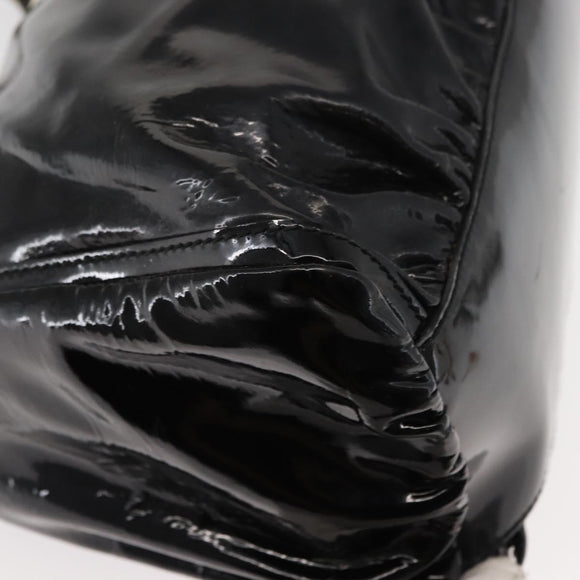 GUCCI Abbey Shoulder Bag Enamel Black Gold 189833 Auth 148274