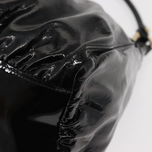 GUCCI Abbey Shoulder Bag Enamel Black Gold 189833 Auth 148274