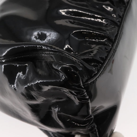 GUCCI Abbey Shoulder Bag Enamel Black Gold 189833 Auth 148274